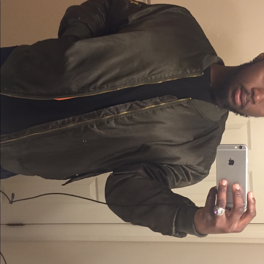 Army green bomber jacket